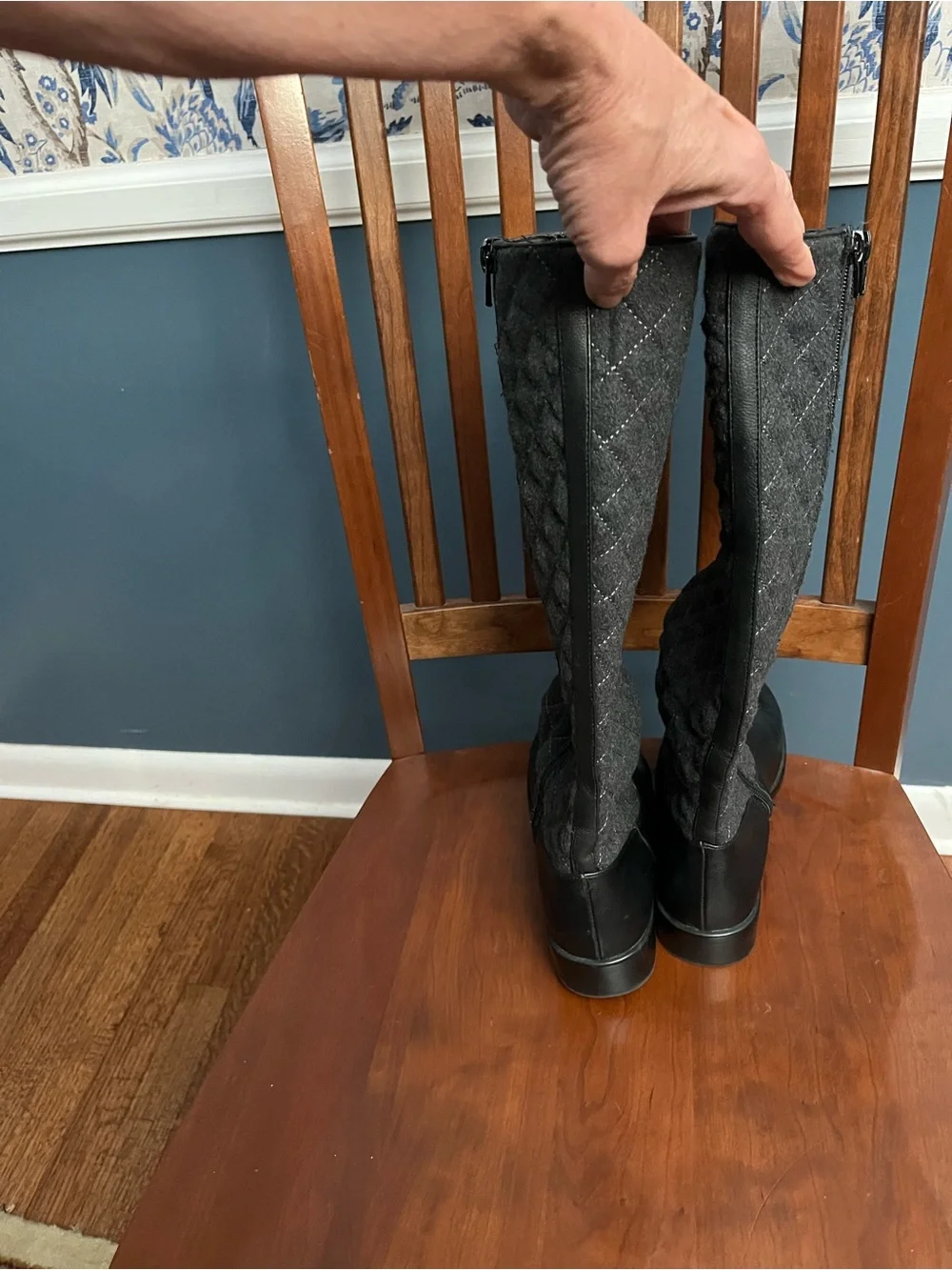 AEROSOLES Quilted At -the-Knee Zipper Boots - Black